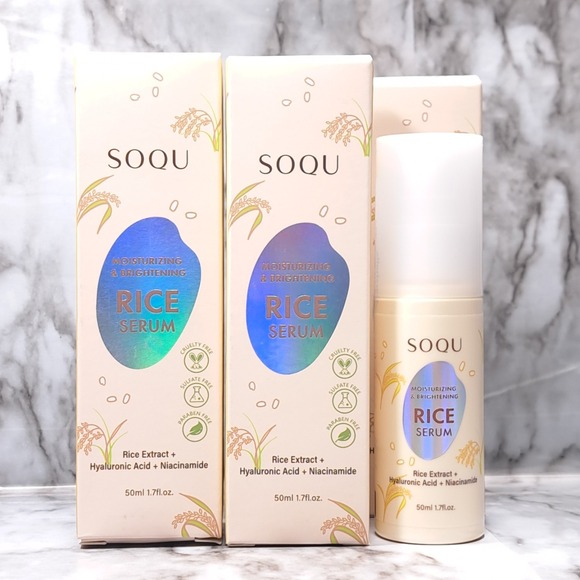 3 SOQU Moisturizing Brightening‎ RICE SERUM Hyaluronic Acid Niacinamide 1.7 oz